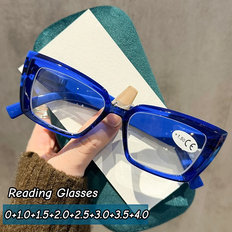 Männer Frauen Kleine Quadratische Rahmen Lesebrille Modische Trendy Ultraleicht Presbyopie Retro HD Weit Sicht Brillen Plus Dioptrien Image