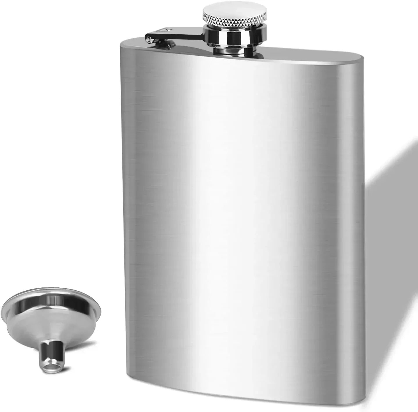 LMETJMA 4/7/10 oz Edelstahl-Flachmann mit Trichtertasche Flachmann Alkohol Whisky Flachmann Schraubverschluss KC0139 Image