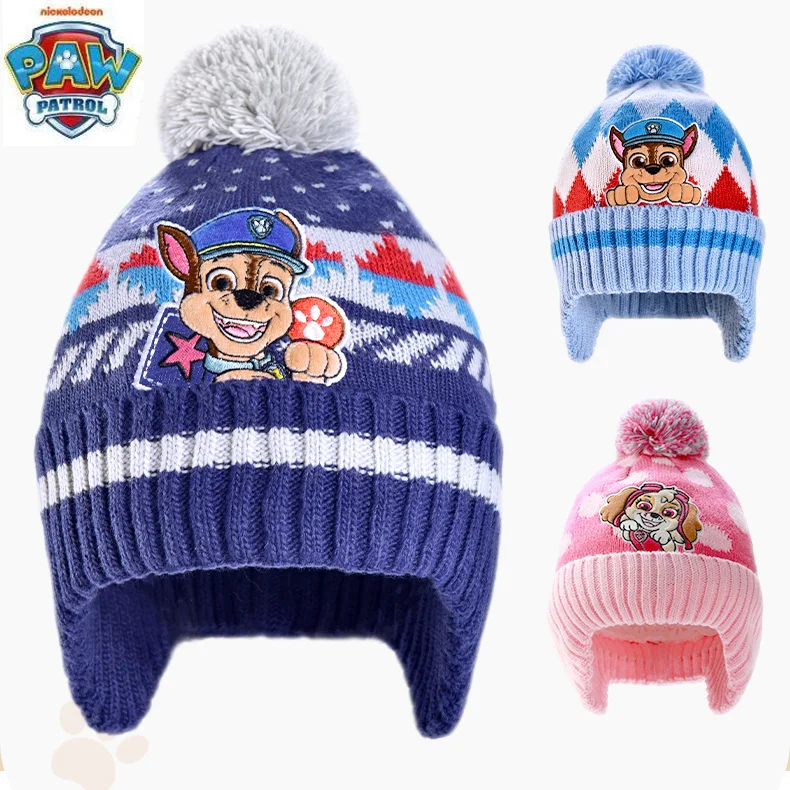 Echte PAW Patrol Chase Skye Kinder Gehörschutz Mützen Säugling Plüsch Ohrenklappen Kappe Weiche Cartoon Winter Warme Mädchen Junge Hut Image
