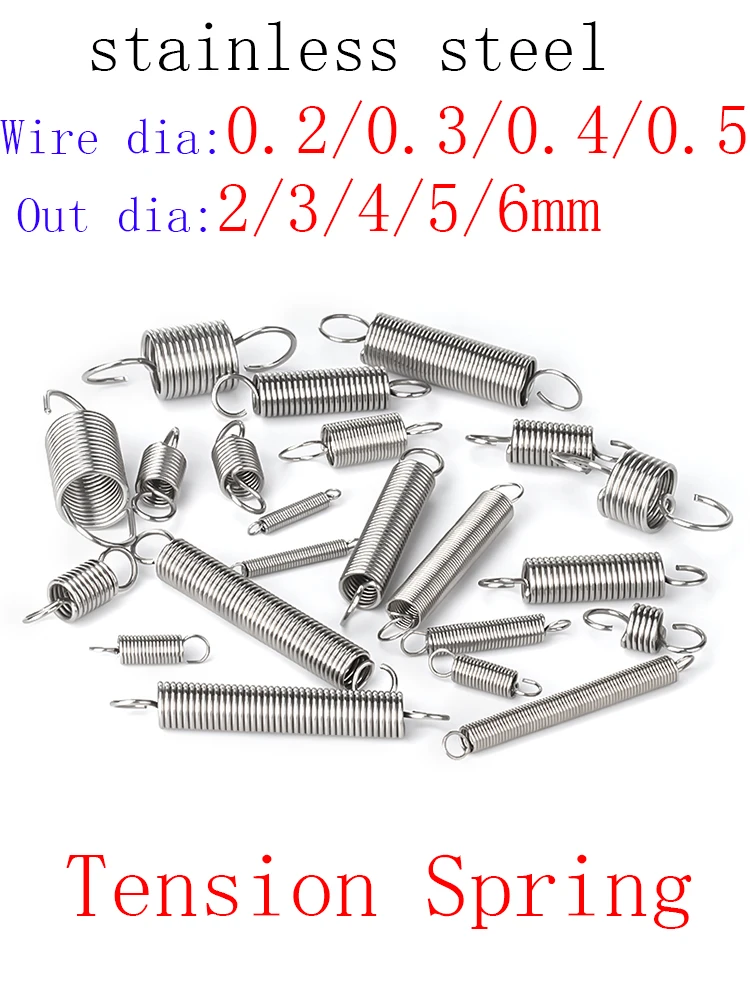10 teile/los 0,3mm 0,4mm 0,5mm edelstahl Zugfeder mit O haken zugfeder Image