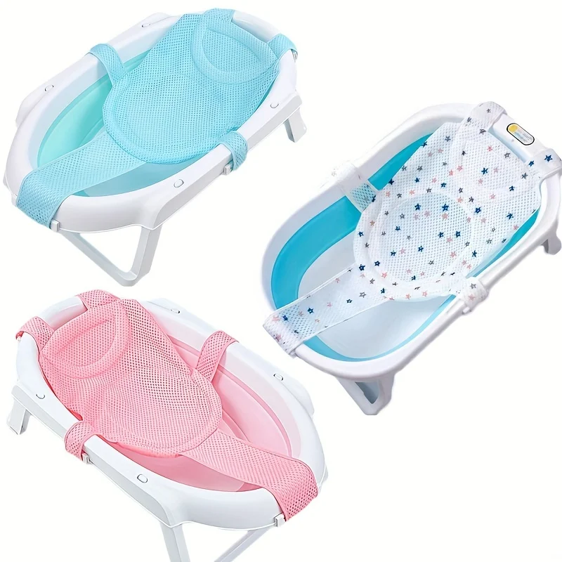 Baby-Badewannenkissen Neugeborenen-Badewannenmatte Säuglings-Badewannenunterlage Netz Baby-Badewannenkissen Rutschfester Schwimmender Badesitz Image