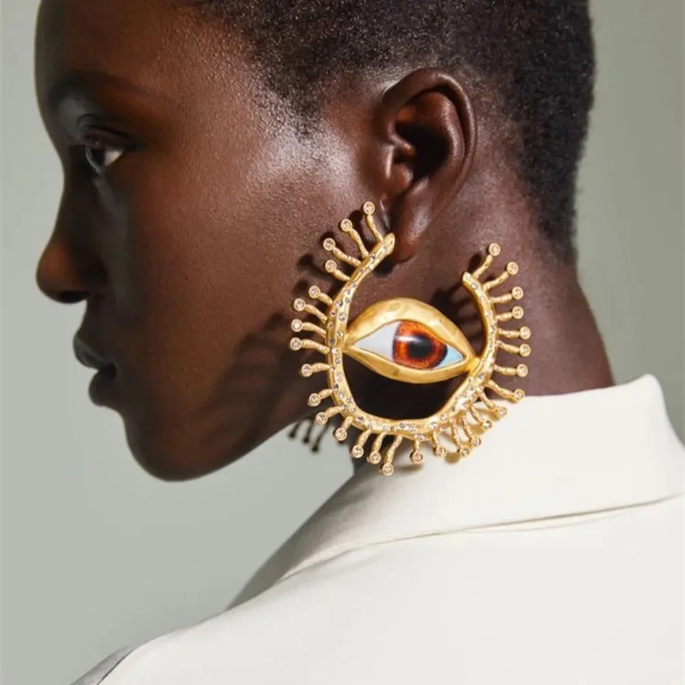 Barock Stil Vintage Legierung Große Augen Baumeln Ohrringe Für Frauen Schmuck Neue Ankunft Mode Übertrieben Dame Ohren Zubehör