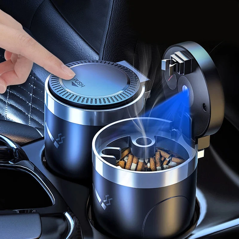 Auto Aschenbecher Mit LED-Licht Universal Legierung Aschenbecher Aluminium Tasse Rauchfreien Auto Aschenbecher Flammschutzmittel Zigarette Halter Box