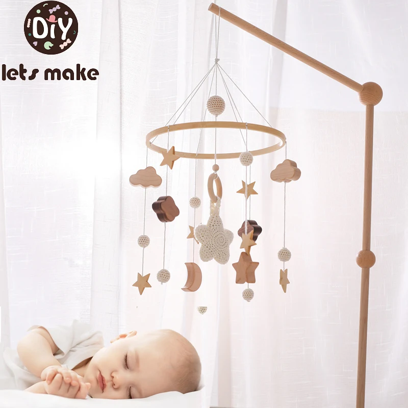 Lass uns Baby-Rassel-Spielzeug für 0-12 Monate, Holz-Mobile, Musikbox für Neugeborene, Bettglocke, Hängespielzeughalterung, Babybett-Spielzeug, Geschenk herstellen Image