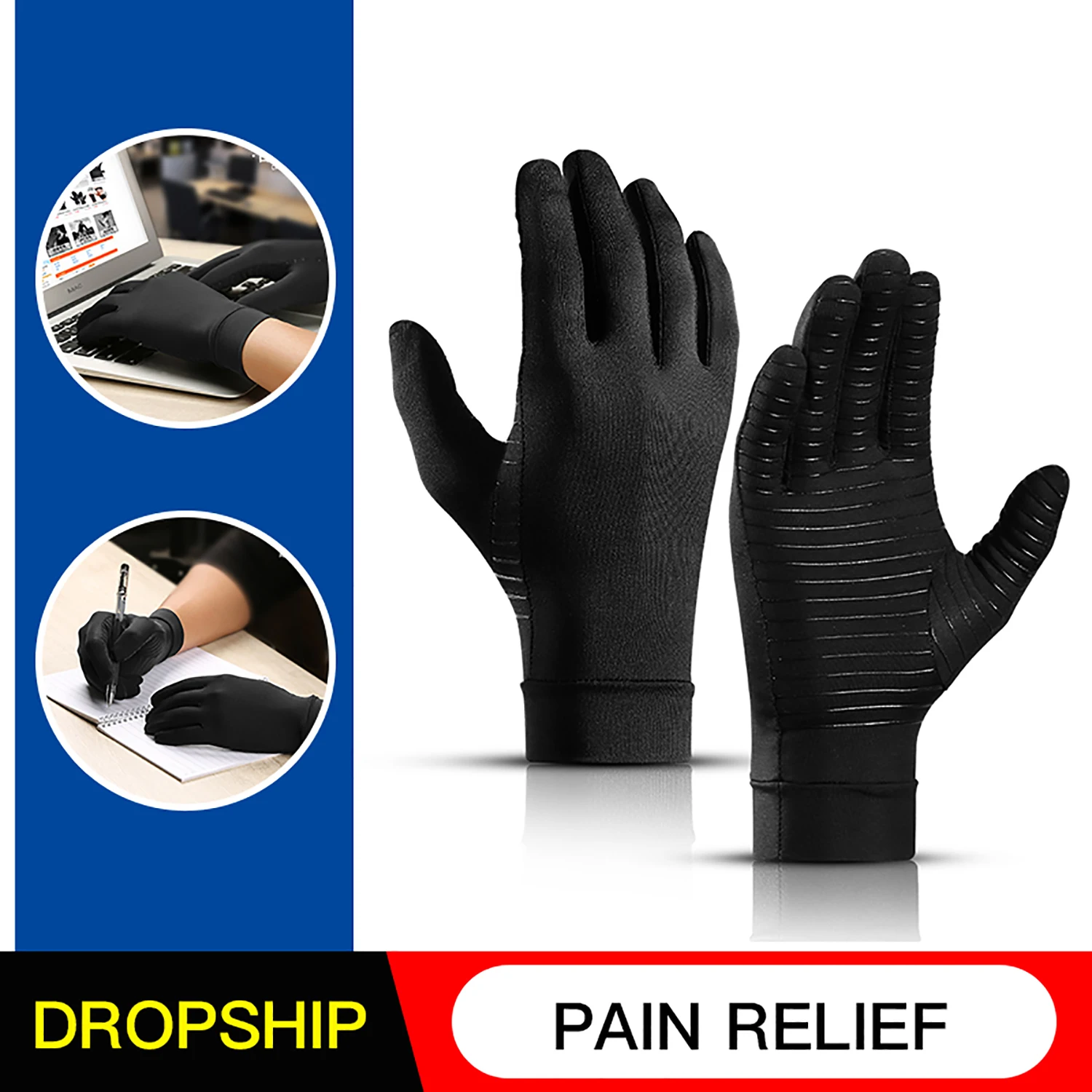 Kompression Arthritis Handschuhe Halbfinger Relief Kupfer Ionen Faser Druck Schutzhandschuhe Gelenk Rehabilitation Pflege Training Image