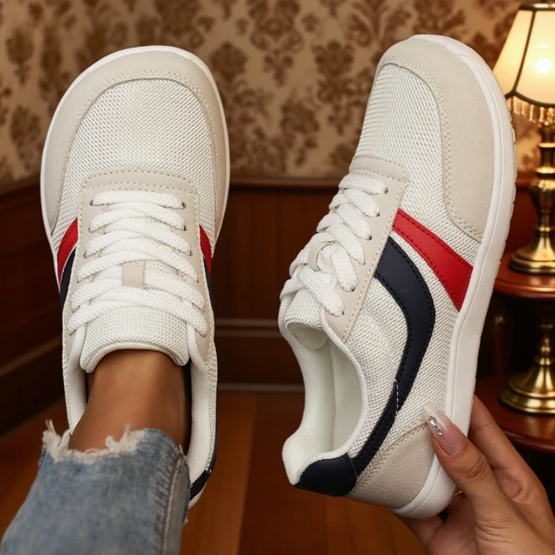 Damen-Schuhe mit breiter Zehenpartie, Turnschuhe, Barfuß, lässig, breit, modisch, Segeltuch, schwarz, flacher Board-Schuh, atmungsaktive Mesh-Laufschuhe