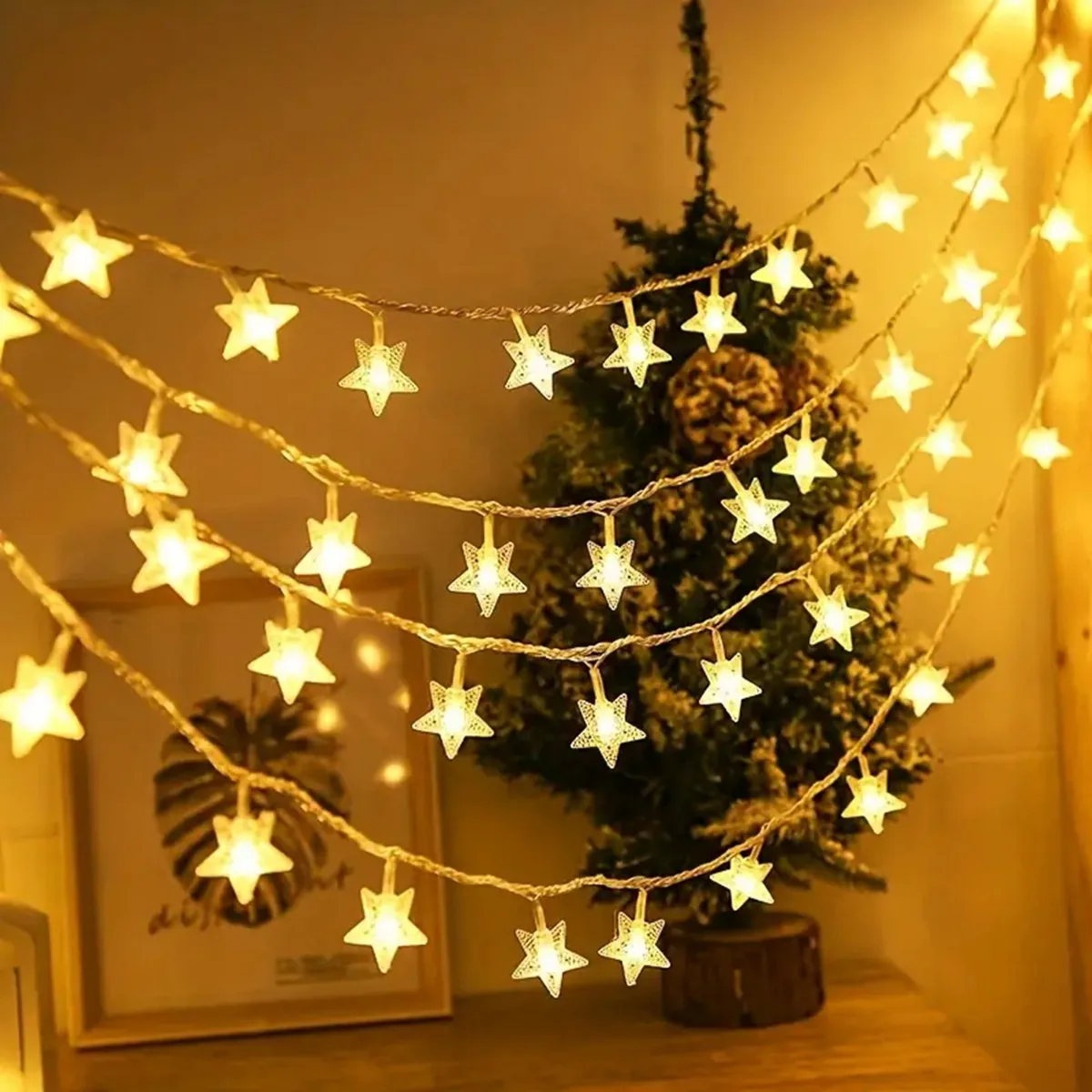 1PC 10/20/30/40 LED Stern Lichterketten Batterie Betrieben Lichterkette Für Weihnachten Baum Schlafzimmer zimmer Party Hause Hochzeit Decor
