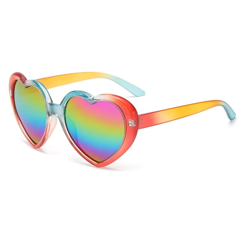Mode Polarisierte Fantasy Gradient Sonnenbrille Beliebte Pfirsich Herz Brillen Anti UV Sonnenbrille Buntes Regenbogen Design Image