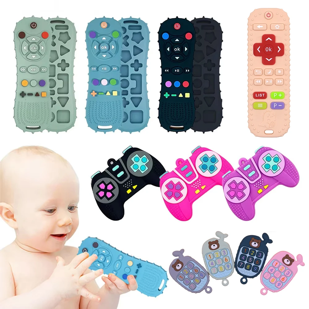 Montessori Baby Silikon Beißring Spielzeug Kleinkind Fernbedienung Jungen Mädchen Geschenk Sensorische Spielzeug Image