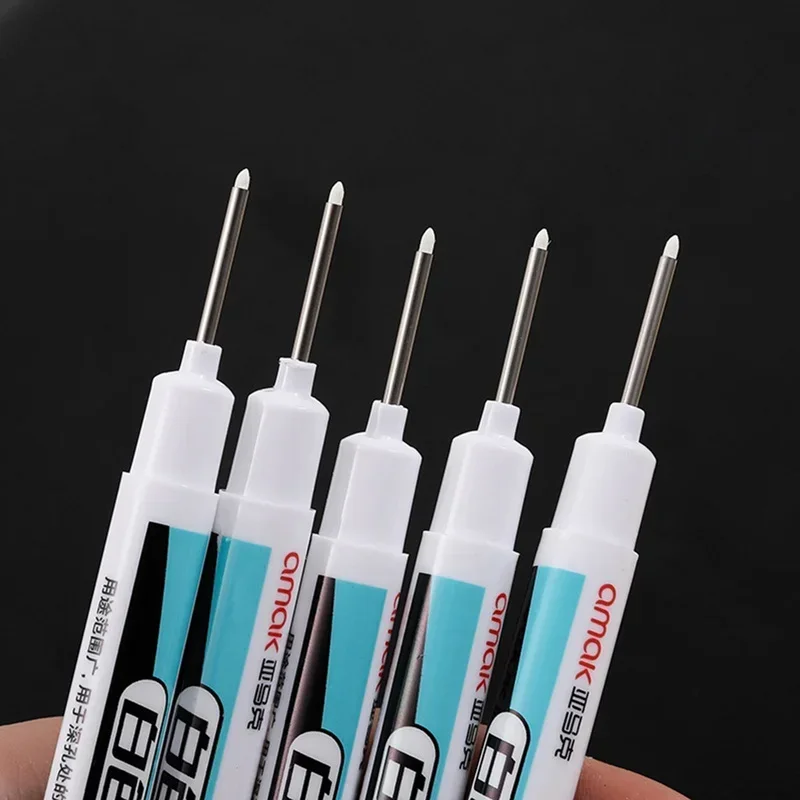 5/10 Teile/satz 0,7mm 20mm Lange Spitze Weiß Marker Stifte Mehrzweck Tief Loch Schnell trocknend Carpenter öliger Stift für Badezimmer Holz Image