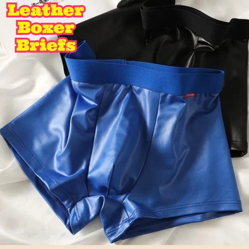 Herren-Boxershorts aus Kunstleder, luxuriös, sexy, stilvoll, bequem, sportlich, atmungsaktiv, für den Alltag, modische Boxershorts für Herren, neu