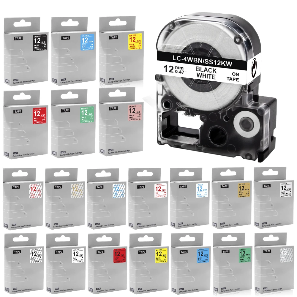 6/9/12/18mm SS12KW Etikettenband Kompatibel mit Epson SS6KW SS9KW SS18KW ST12KW für Epson Kingjim LW-300 LW-400 LW-600P 700 Etikettendrucker Image