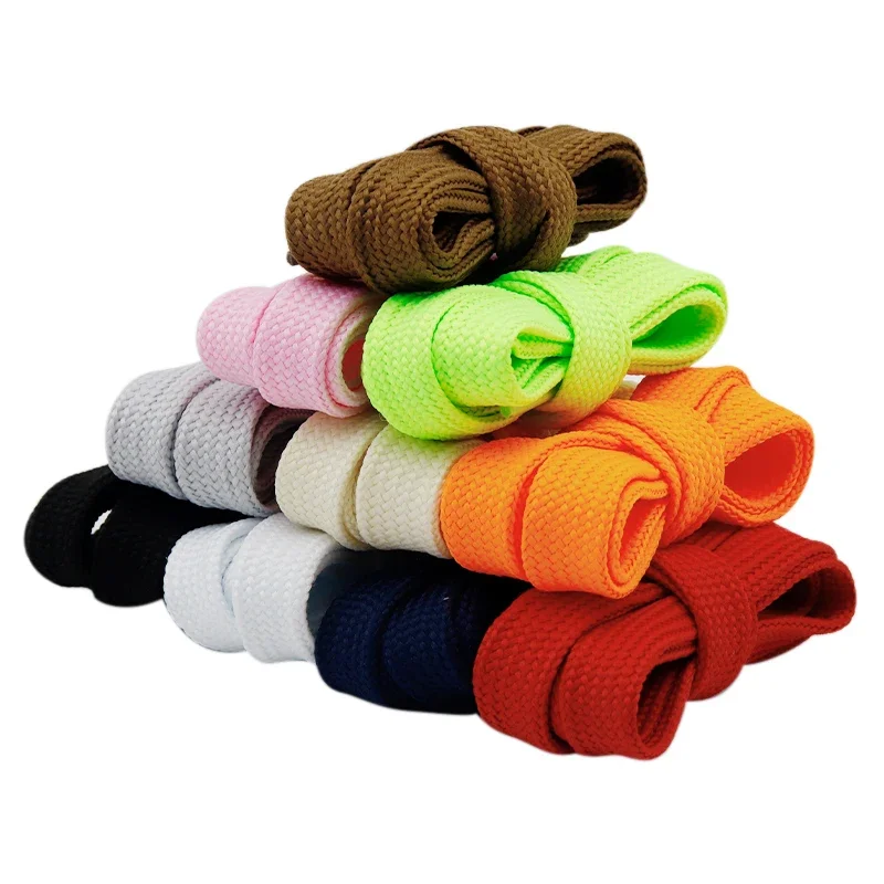 Verbreiterte, 18 mm breite, doppellagige, breite Schnürsenkel für Turnschuhe, einfarbig, flach, fette Schnürsenkel, Air Queen-Schuhe, Force-Schnürsenkel Image