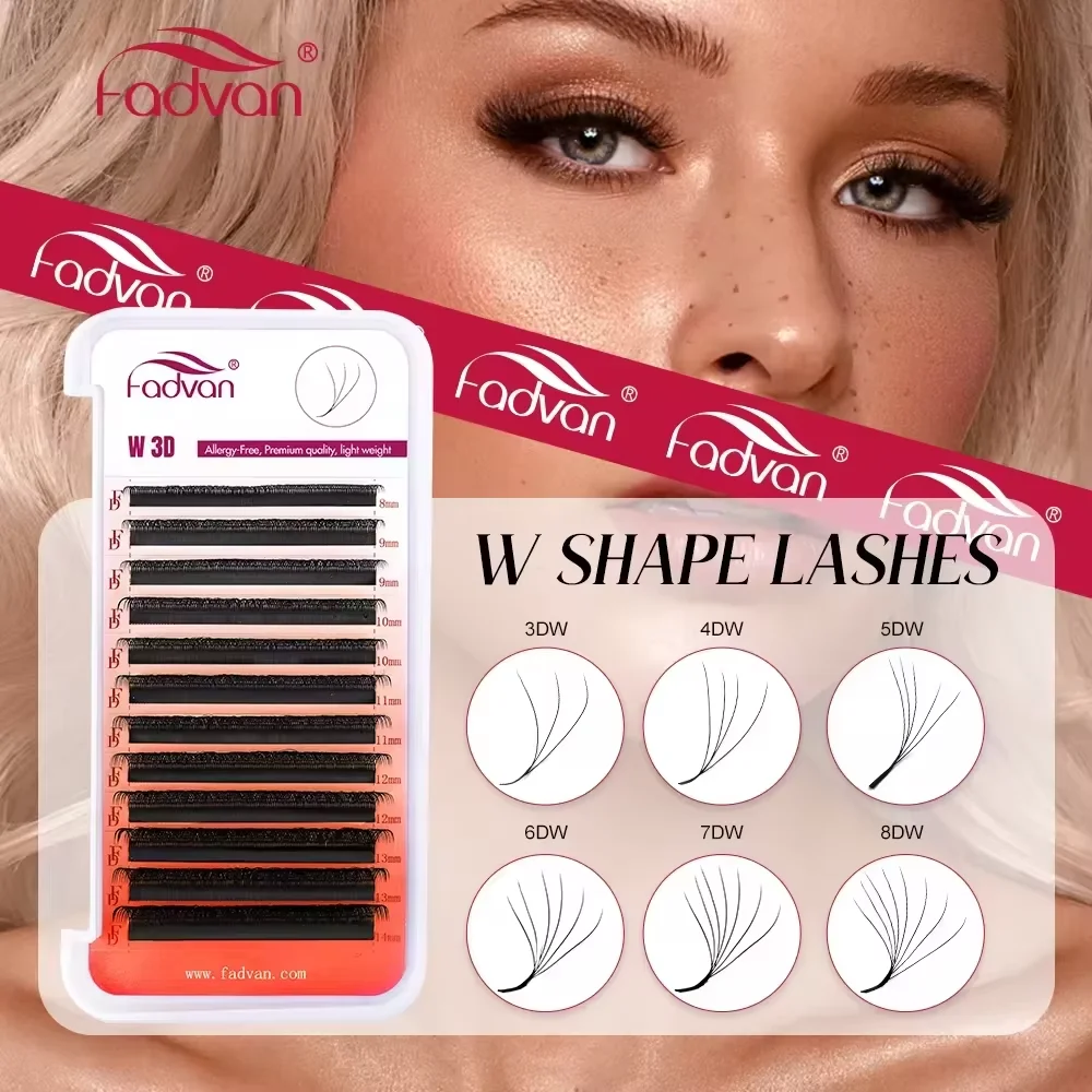 FADVAN 3D/4D/5D/6D/7D/8D W-förmige Wimpernverlängerung C D Curl Natürliche Nerz Wimpern Vorgefertigte Volumenfächer Falsche Wimpern Make-up-Zubehör Image