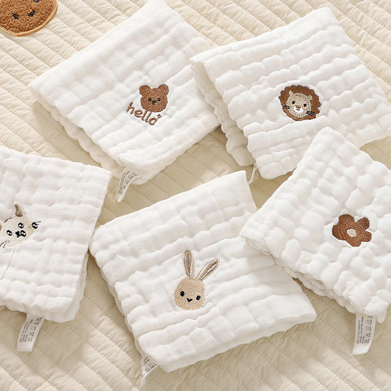 Baby Speichel Handtuch Kleinkind Weiche Waschlappen Spucktuch 6-lagige Baumwolle Stickerei Hand Gesicht Tücher Neugeborenen Lätzchen Kinder Taschentuch Image