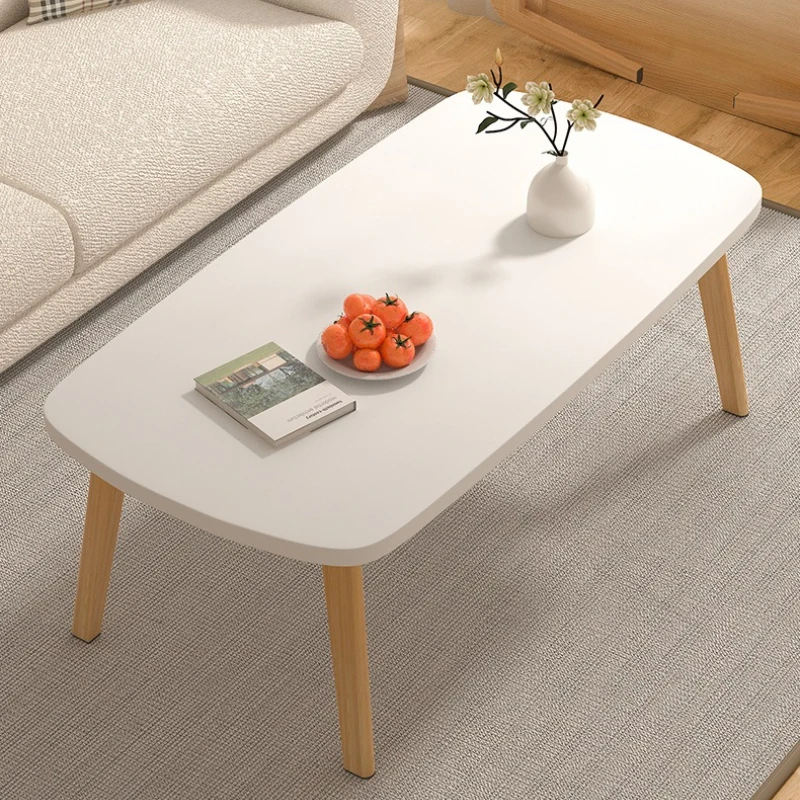 Neues Modell Kleiner Wohnzimmertisch mit verdickten Massivholzbeinen, kostenlose Montage, faltbarer kleiner Couchtisch, langlebig. Image