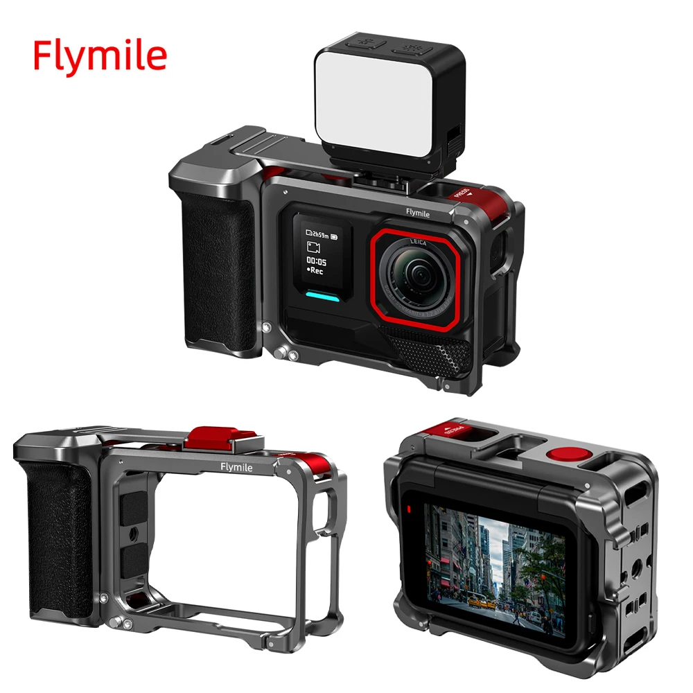 Flymile Ace Pro 2 Handgriff-Set Metallkäfig für Insta360 Ace Pro 2 Straßenfotografie-Griff Erweiterungsadapter Video-Zubehör Image