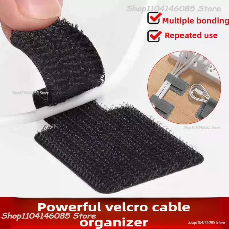 Wiederverwendbare Kabelbinder Klettverschluss-Kabelbinder Selbstklebende Stromkabelhalter Verstellbare Kabelaufbewahrung Desktop-Organizer Image