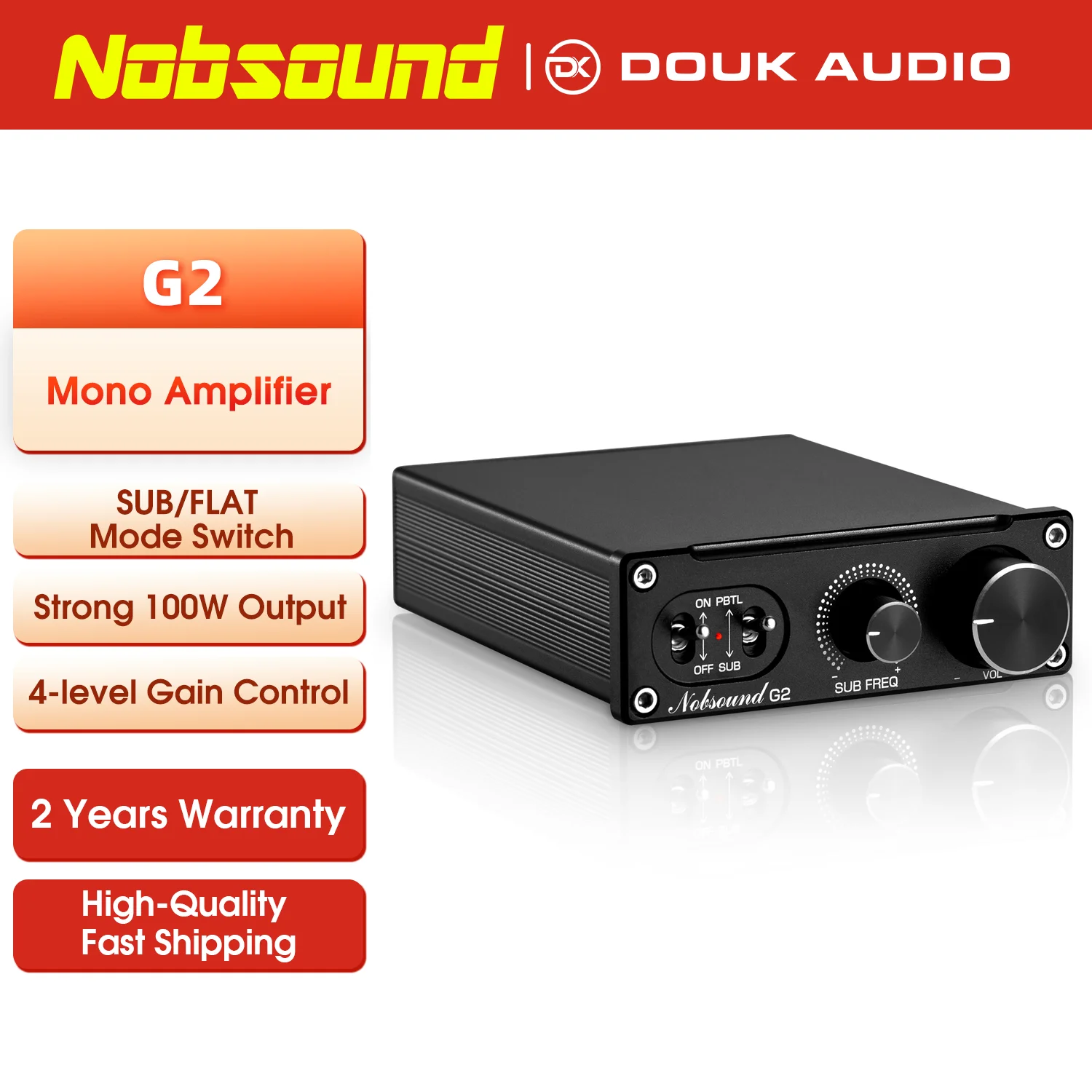 Nobsound Hi-Fi G2 Monokanal-Digitalverstärker-Subwoofer / Vollfrequenz-Mini-Stereo-Audio-Heim-Desktop-Leistungsverstärker 100 W