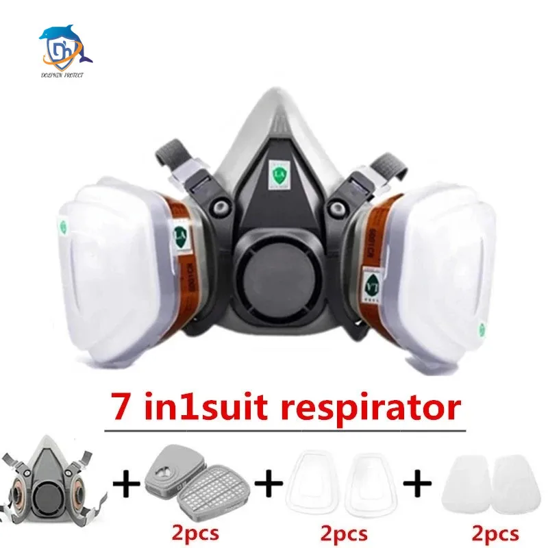 Neue 6200-Staubgasmaske mit 7093-Anzug, P100-Filter, halbes Gesicht, Gas-Atemschutzmaske zum Malen, Sprühen, Polieren, Arbeitssicherheit Image