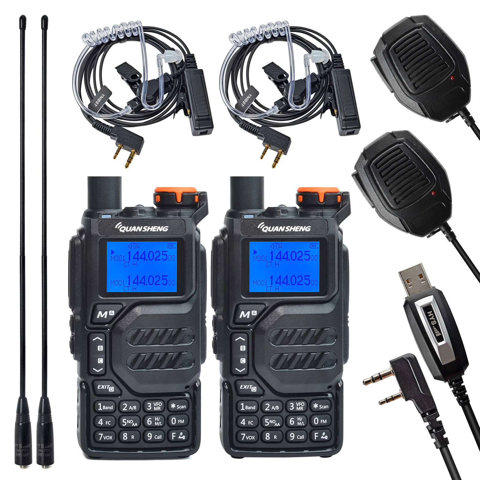 2 Stück Quan sheng UVK5 Langstrecken-Dualband-Radio am dtmf Scrambler FM Amateurfunk mit Noaa Wetter alarm Typ C Ladung Image