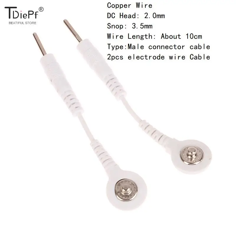 2 Stück Elektroden kabel Verbindungs kabel Stecker 2,0mm Schnapp 3,5mm Stecker Kabel Verwendung für Zehner/Ems Massage gerät Gerät