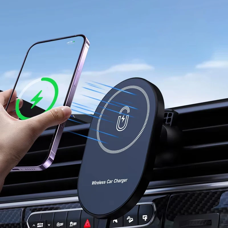 15W Magnetisches kabelloses Auto-Ladegerät für Lüftungsschlitze – Handyhalterung für MagSafe iPhone 17 16 15 14 13 12 Pro Max – Schnelle Autoladestation Image