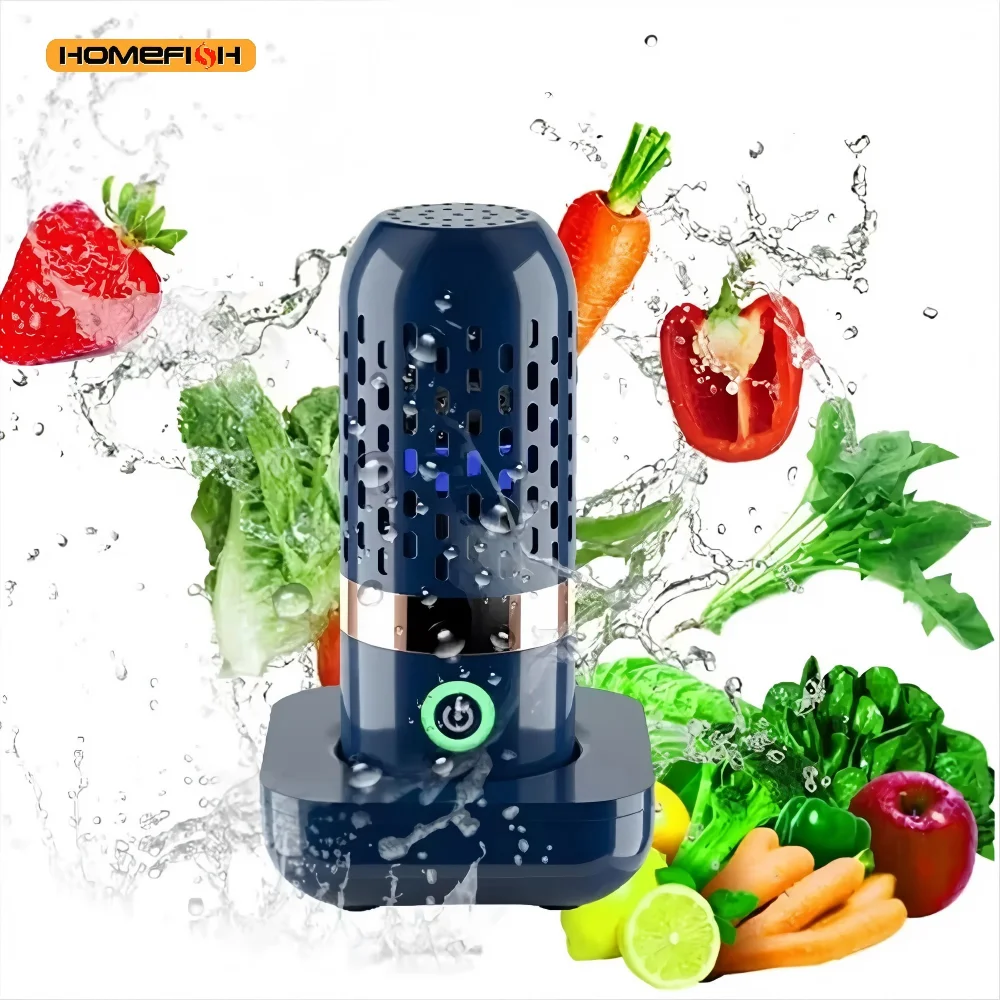 HOMEFISH Multifunktionale 3000-mAh-Obst- und Gemüsereinigungsmaschine – tragbares Gerät zum Reinigen von Obst und Gemüse Image
