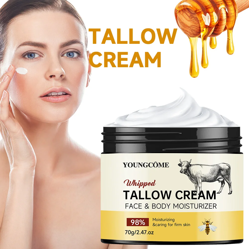 ​ Beef Tallow Paste Deeply Moisturizer Honigbalsam Aufhellender Faltenentferner Grass Fed Tallow Wild Honey Face Body Cream Skin Image