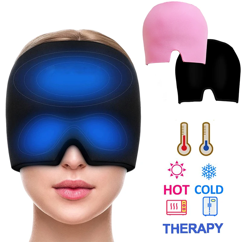 Gel Eis Kopfschmerzen Migräne Relief Hut Kalte Kompresse Therapie Kappe Eis Kopf Wrap Pack Augenmaske Für Druck Lindern Schmerzen Eis Hut Image
