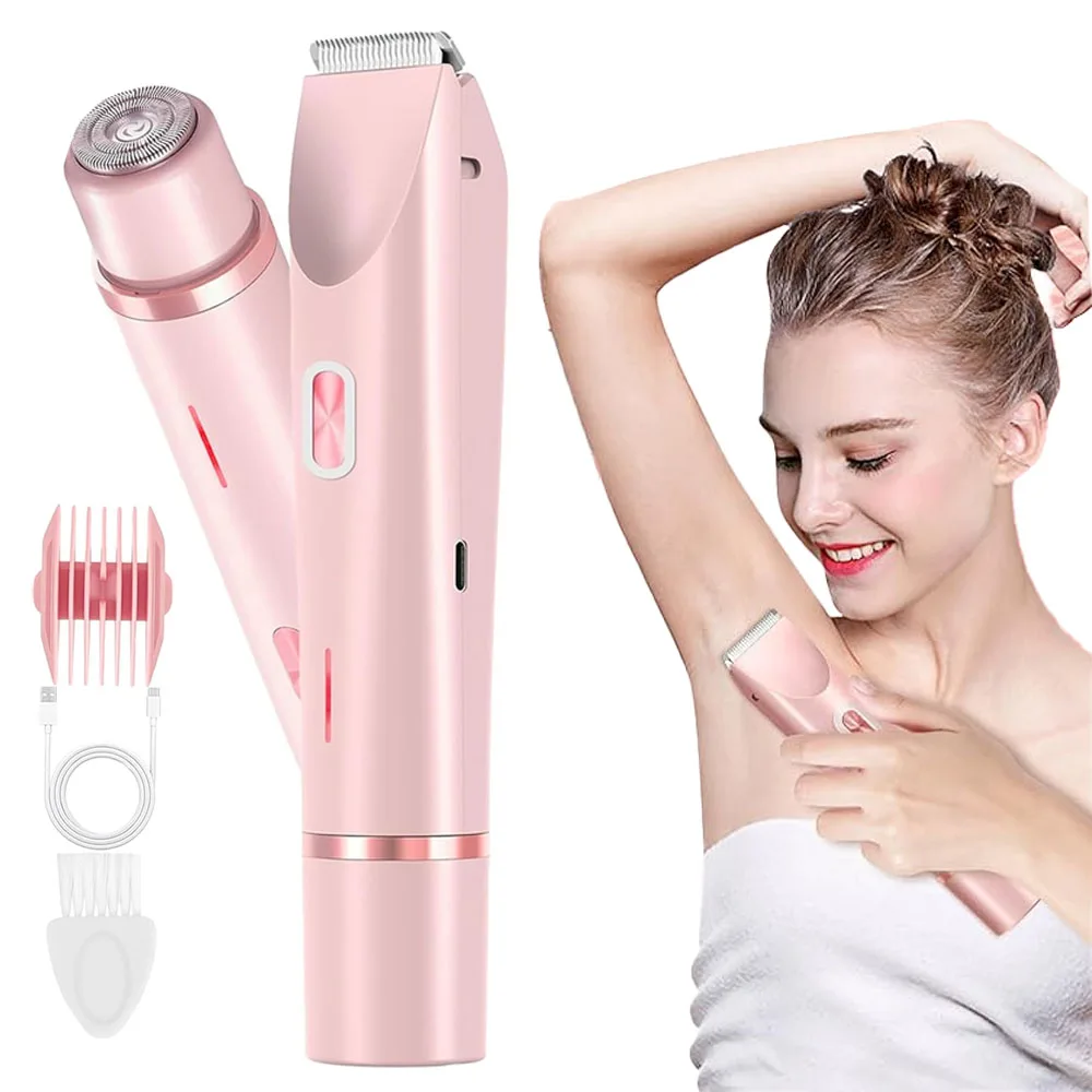 2in1 Elektrische Epilierer Rasierer Schmerzlos Bikini Trimmer Gesichts Schnurrbart Rasierer Körper Haar Trimmer für Frauen Gesichts Haar Entferner Image