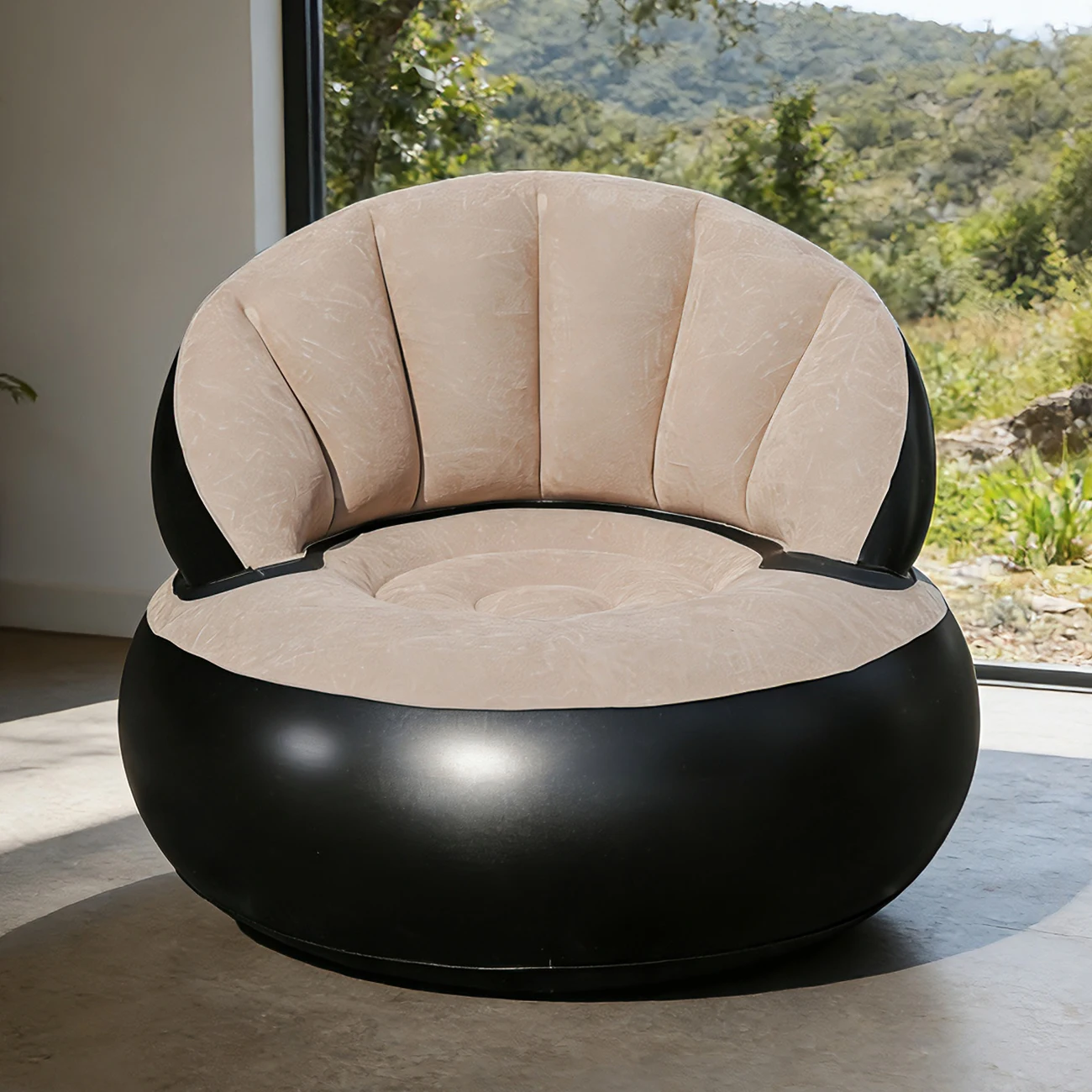1 Stück Verdicktes PVC Aufblasbares Sofa Ergonomisches Design für Komfortables Sitzgefühl, Faltbares Beflocktes Gartensofa