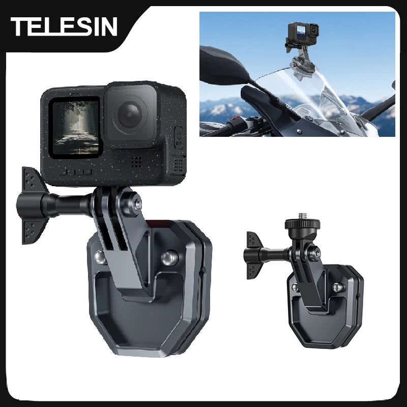 TELESIN Action Kamera Motorrad Windschutzscheibe Clamp Halterung Für Gopro Insta360 DJI Action Kamera Zubehör POV Schießen Image