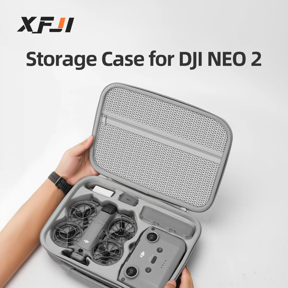 XFJI Tragetasche für DJI Neo 2, Fly More Combo, tragbare PU-Leder-Aufbewahrung, Umhängetasche, Drohne und RC-N3-Controller-Zubehör Image
