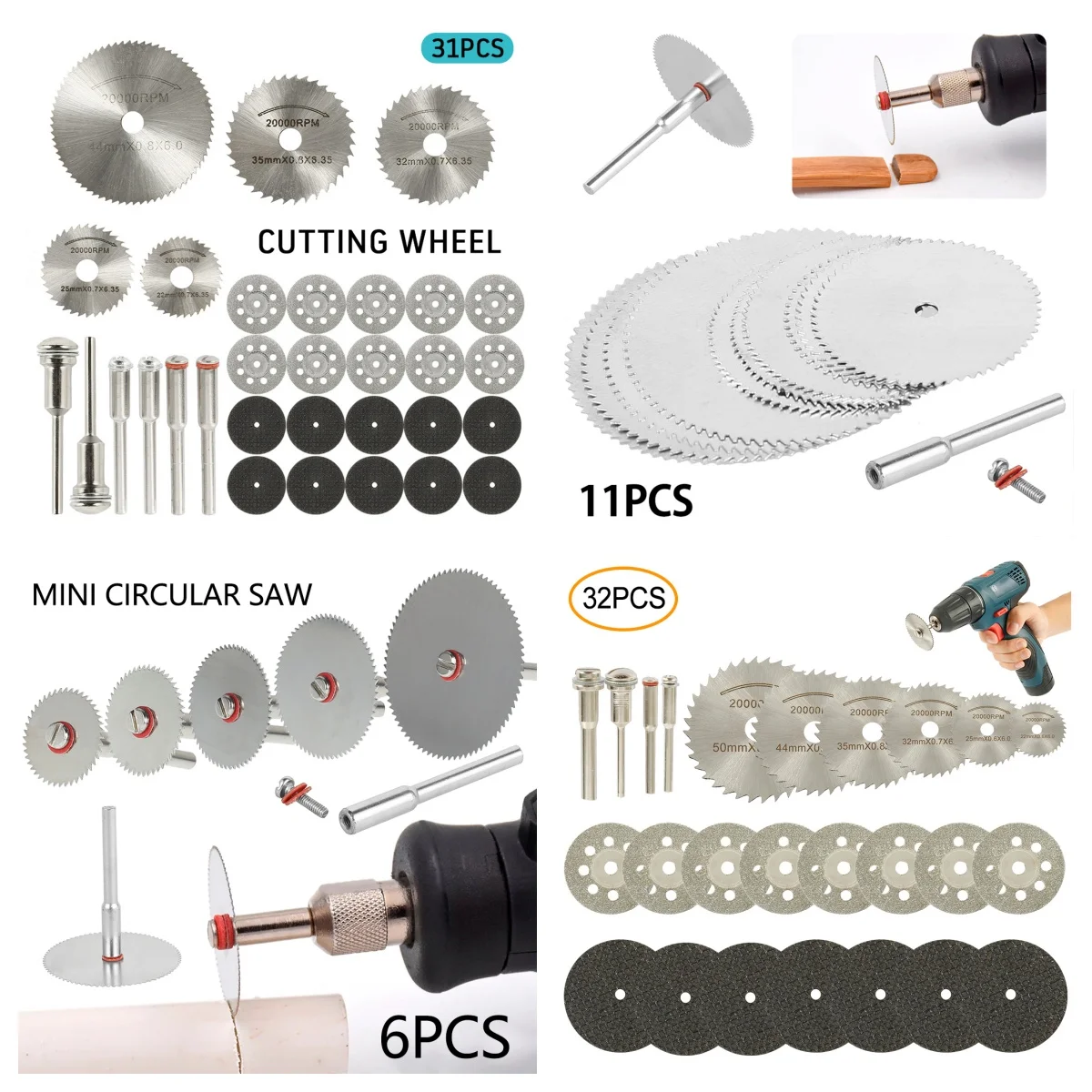 6-32Pcs Mini Kreissäge Klinge Set Schleifen Schleifen Rad Trennscheibe für Dremel Zubehör Metall Schneiden Dreh werkzeuge Image