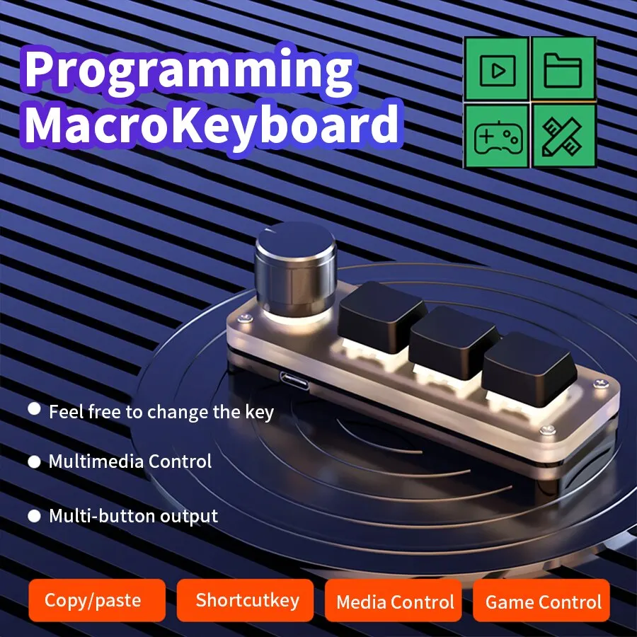 Macro pad makro mechanische tastatur rgb mini gaming custom programmier knauf tastatur roter schalter 3 tasten für photoshop Image