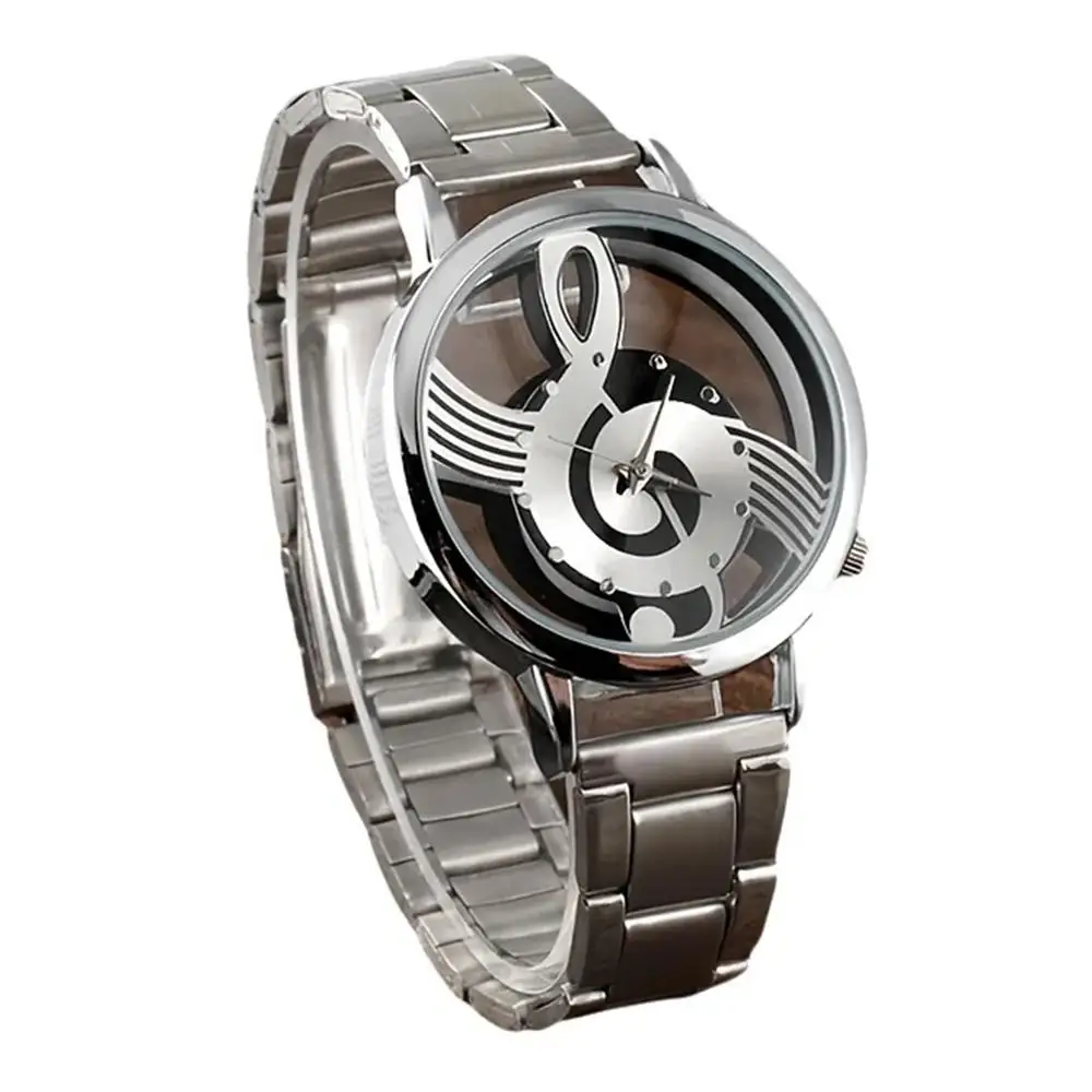 Neue Luxusmarke Student Uhren Musik Note Notation Uhr Stahl Armbanduhr für Kind und Frauen Mann Damen Silber Uhr Image