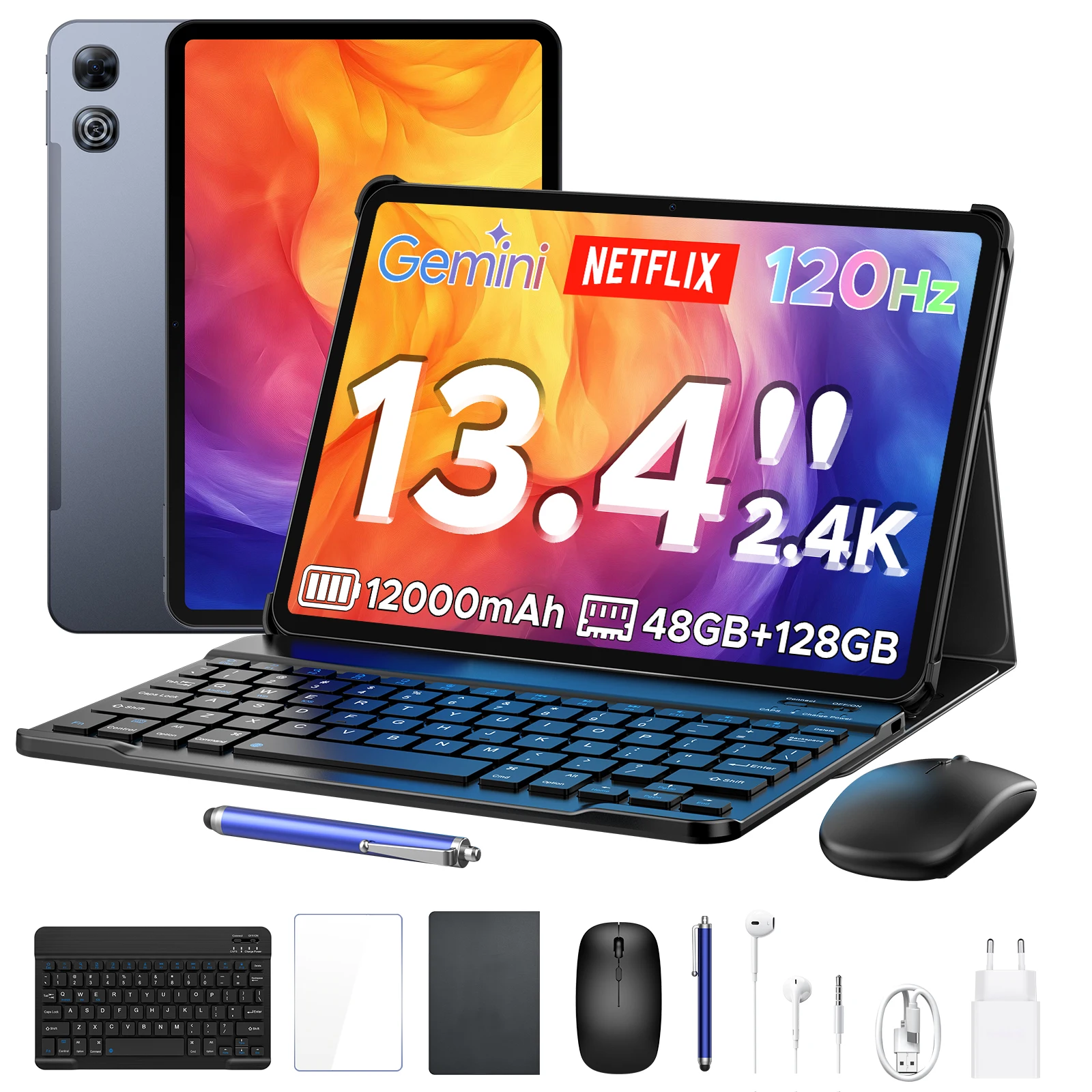 Aorlym P13 Android 16 2-in-1 Tablet-PC 13,4 Zoll 2.4K Gemini AI 12000mAh Akku 48GB RAM (8+40) 128GB ROM Widevine L1 Unterstützung Pad-PC Image