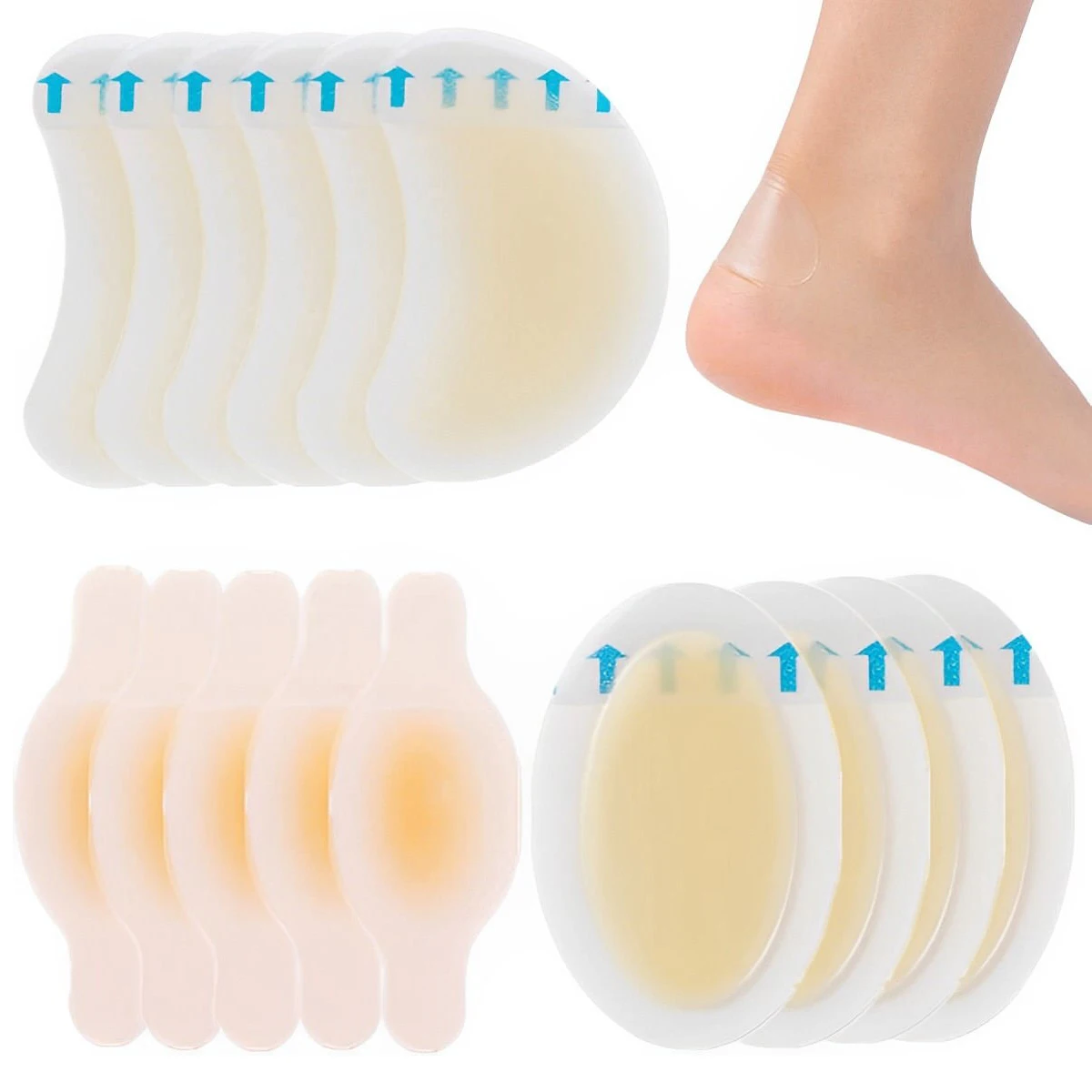 15 Stück Blisterpflaster, unsichtbare Hydrokolloid-Gel-Blasverbände, Blisterkissen für Fersen, Fuß, Zehen und Schutzhaut Image