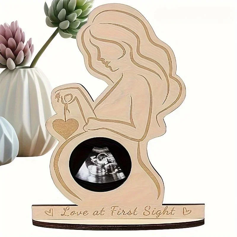 Baby-Ultraschall-Fotorahmen, Holz, Säuglings-Sonogramm-Rahmen, schwangere Mutter, Souvenir, Ornament, Geschenk für werdende Mutter Image