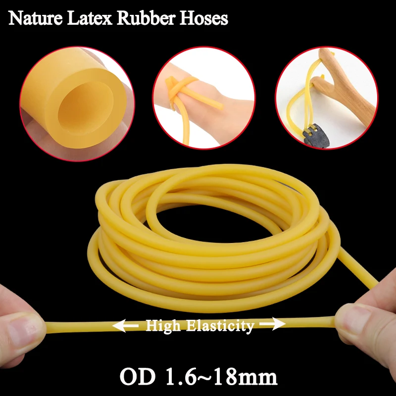 1 ~ 10 m gelbe Naturlatex-Gummischläuche IDxOD 1,6 ~ 10 mm hochelastisches chirurgisches medizinisches Schlauch-Schleuder-Katapult-Gummiband Image