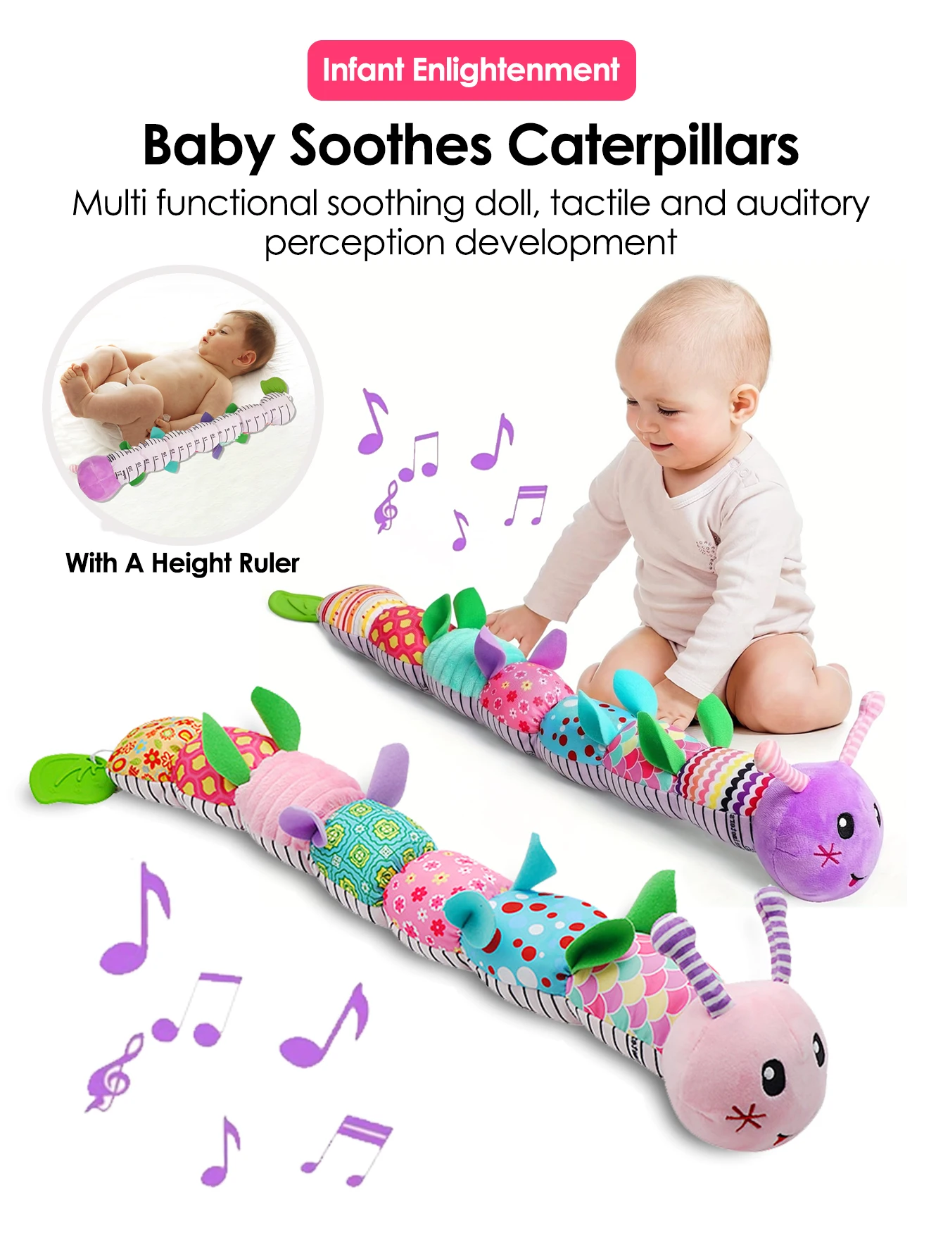 Baby Rassel Musical Raupe Wurm Weiche Säugling Plüsch Spielzeug Pädagogisches Interaktive Sensorische Spielzeug für Babys Neugeborene Kleinkind Geschenk
