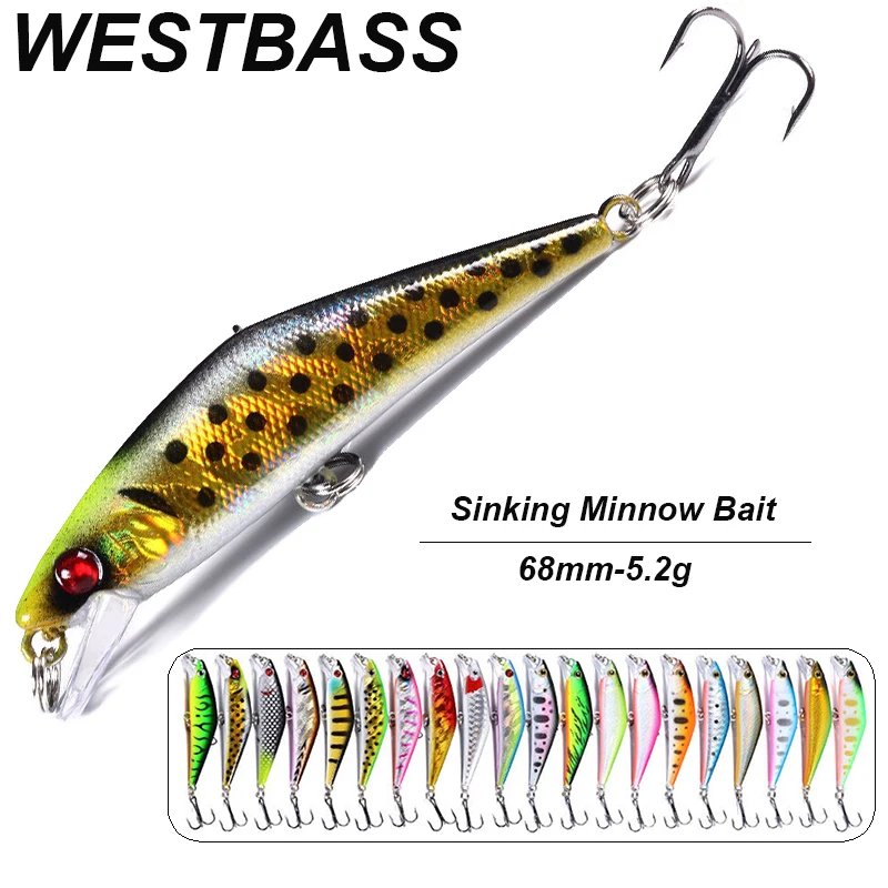 WESTBASS 1PX Micro Minnow Köder 68mm-5,2g Sinkender Angelköder Shore Casting Wobbler Künstlicher harter Swimbait Bass Jerkbait Pesca Image