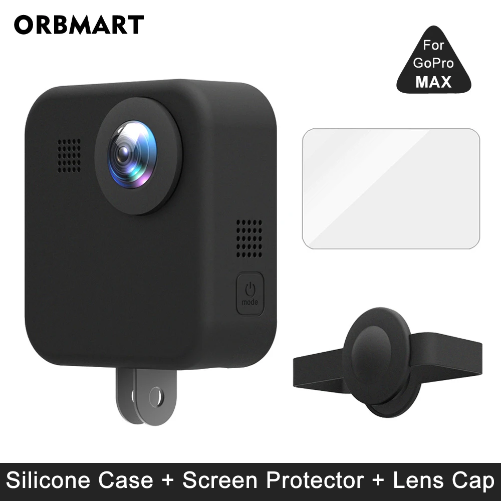 Silikonhülle für GoPro MAX 360, gehärtetes Glas, Displayschutzfolie, schützende Objektivdeckel, Gehäuseabdeckung für Go Pro Max-Zubehör Image