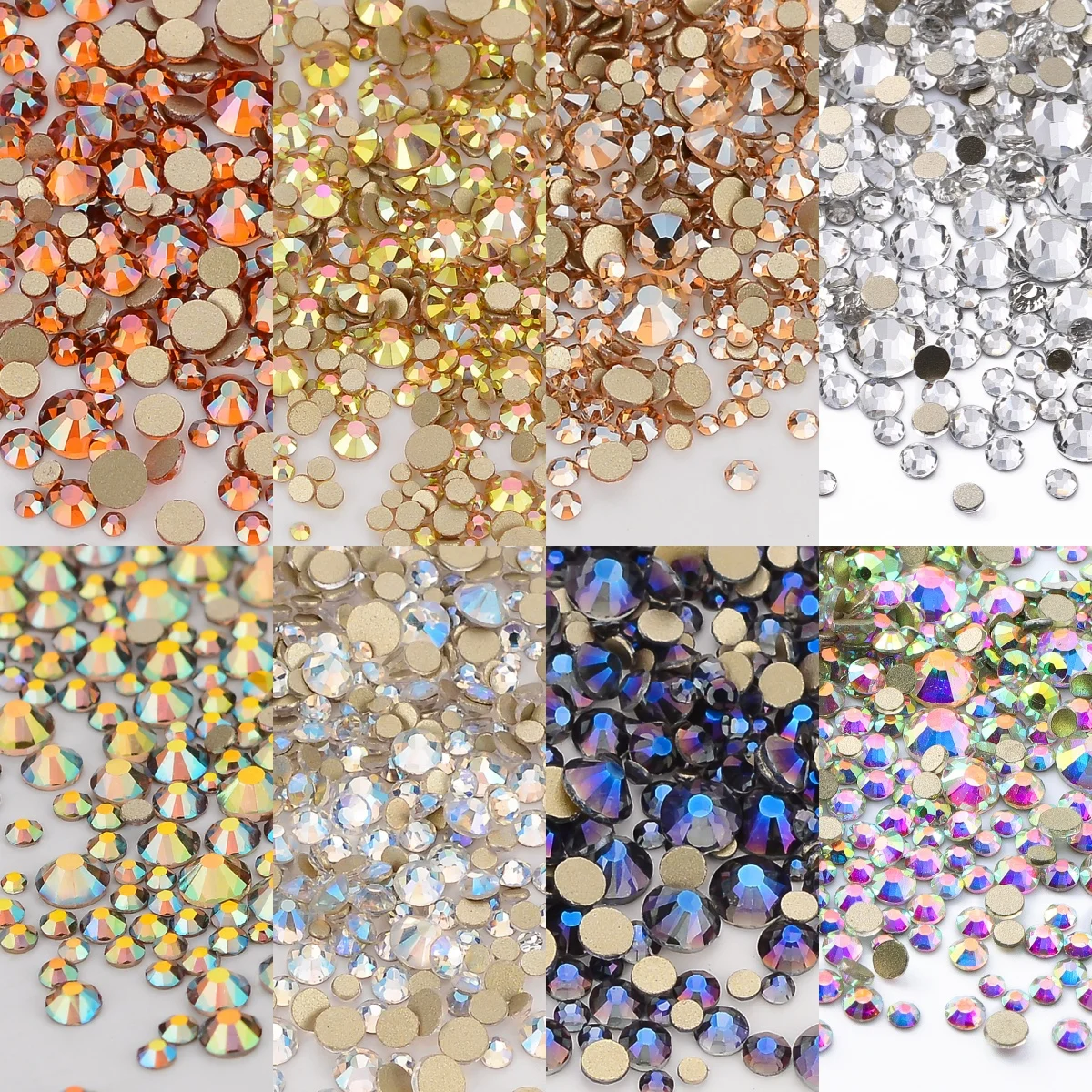 1440 Stück Mix Size SS3-SS20 Champagnerglas-Strasssteine mit flacher Rückseite, goldener Schatten, glitzernde, nicht Hotfix-Strasssteine für Nagelkunst-Kleidung Image