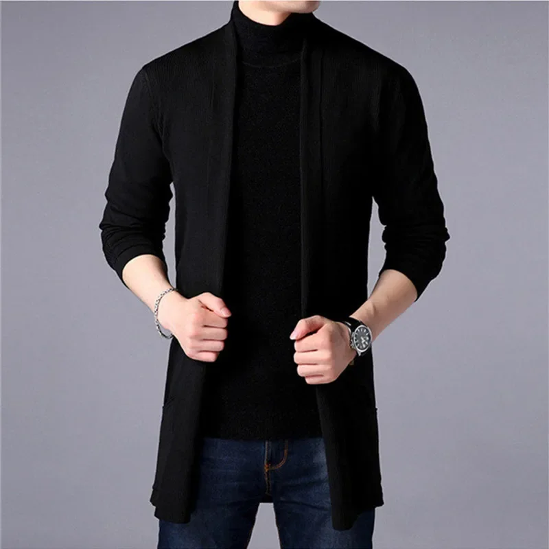 Herbst Neue Strickjacke Pullover Mode männer Slim Fit Medium Länge Stile Einfarbig Gestrickte Jacke Casual Pullover Strickjacke Top Image