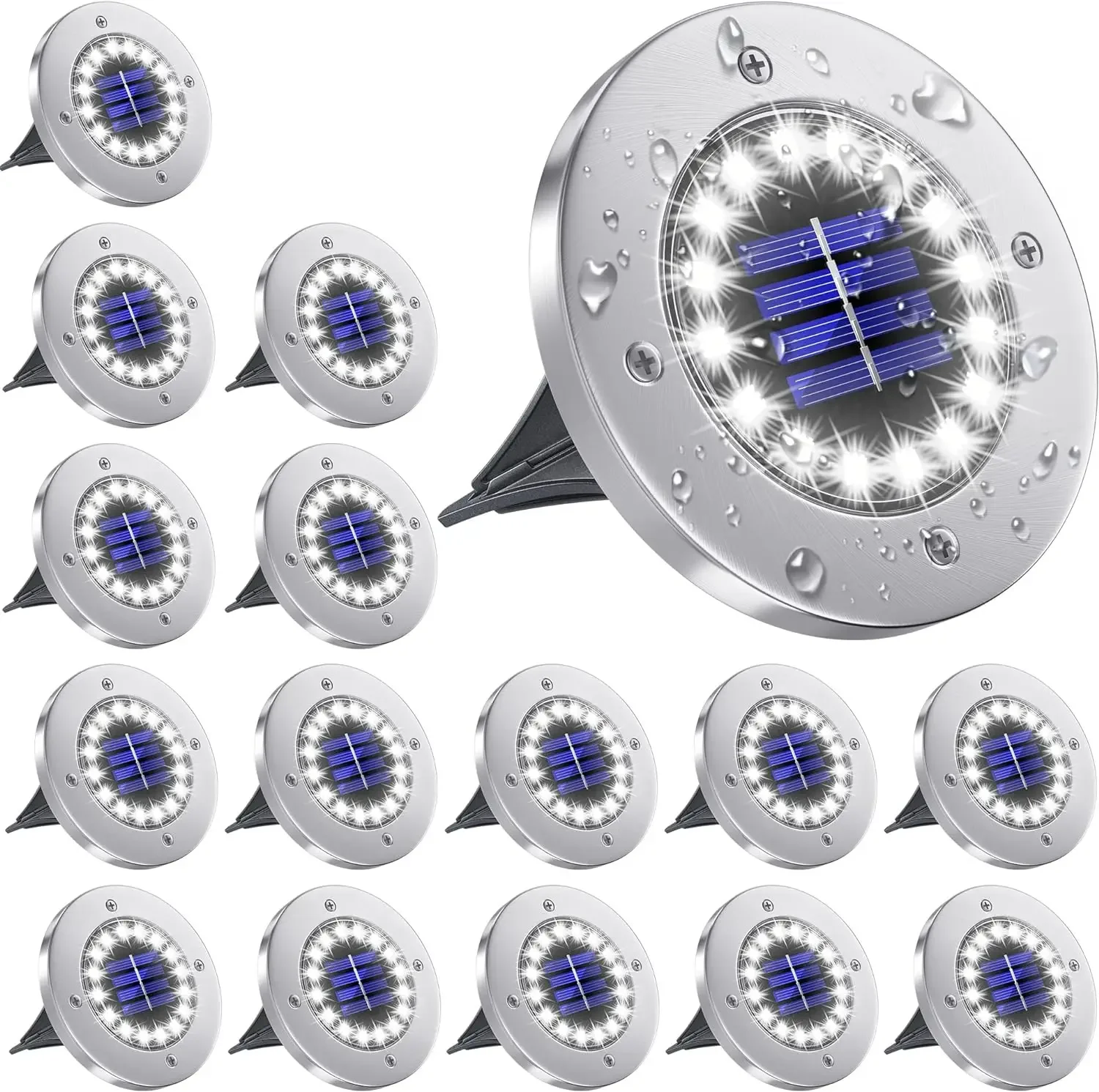 16 LEDs helle Solar-Bodenleuchten für den Außenbereich, wasserdicht, Solar-LED-Licht für Wege, Garten, Hof, Rasen, Gehweg, Auffahrt, Dekoration