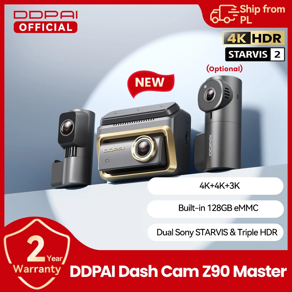 Neue DDPAI Z90Master 4K+4K Dual HDR Dashcam Vorne Hinten Autokamera Sony STARVIS 2 IMX678 ADAS Parküberwachung 5GHz WLAN 64G eMMC Image