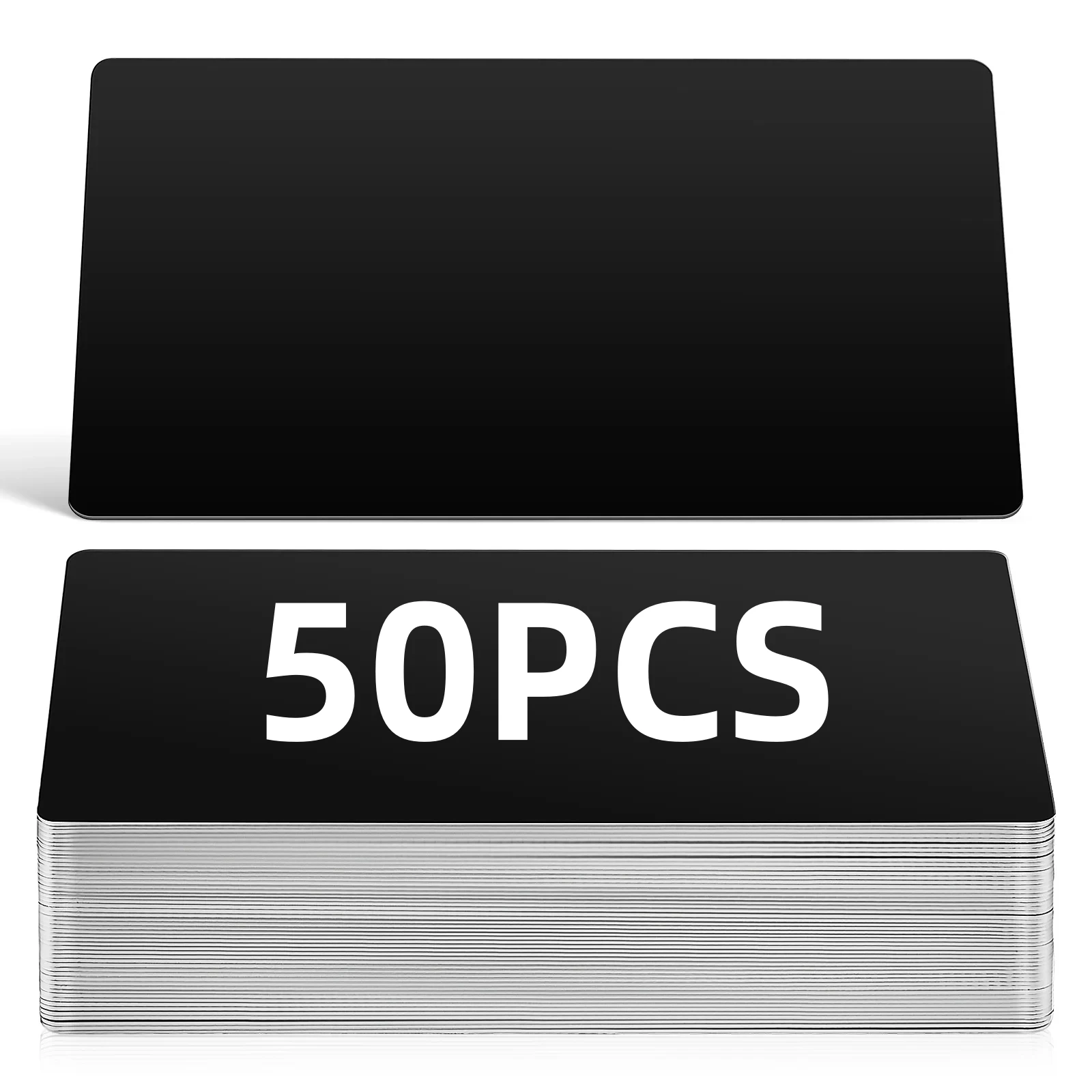 NEJE 50 Stück schwarze Aluminiumkarte für CNC-Lasergravurmaschinengravur, Laser-Bastelherstellung, Mehrzweck-Visitenkarte aus Metall Image