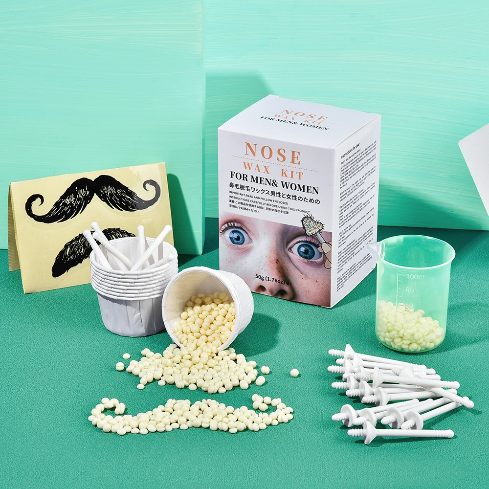 50g tragbares schmerzloses Nasenwachsset für Männer und Frauen, papierfreie Nasenhaarentfernung, Reinigung, Wachsen, Bohnen, Enthaarungsset, Trimmer Image